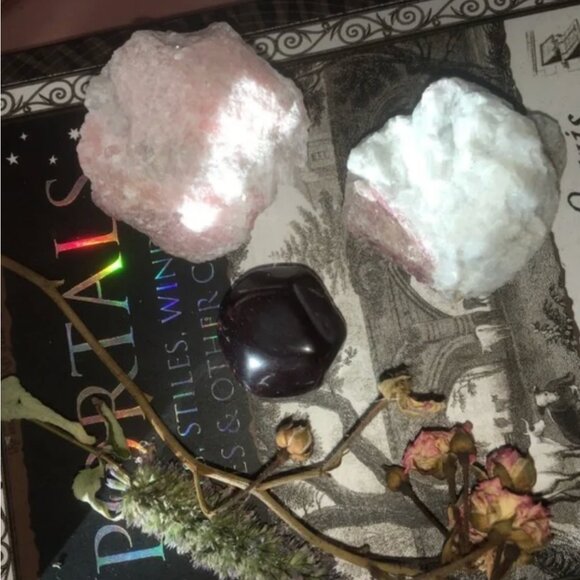 Pink tourmaline, pink opal gemstone set beautiful unique feminine energy - Picture 3 of 3